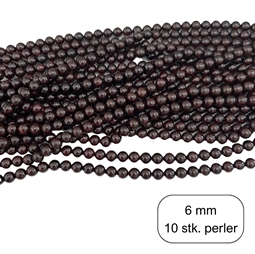 10 stk. 6 mm Granat perler 